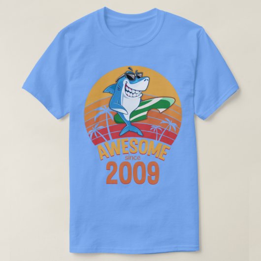 Shark Birthday 11 Years Old Surf Awesome Since 200 T-shirt (Design voorkant)