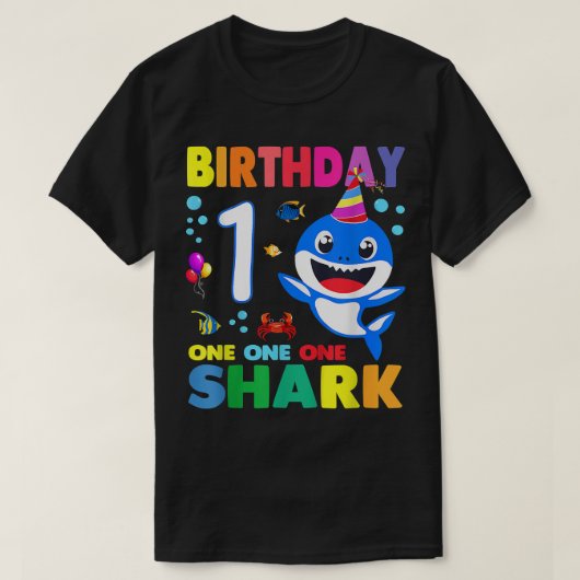 Shark Birthday 1 jaar oude jongen Matchi T-shirt (Design voorkant)