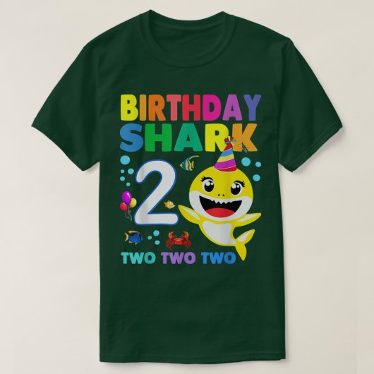 Shark Birthday 2 Years Old 2nd Birthday Matching F T-shirt (Design voorkant)
