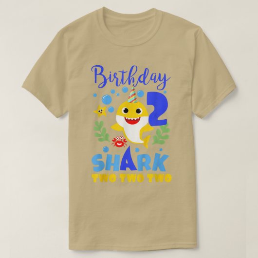 Shark Birthday 2 Years Old 2nd Birthday Matching F T-shirt (Design voorkant)
