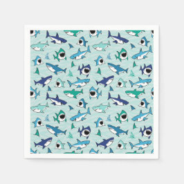 Shark Birthday Blue Servet