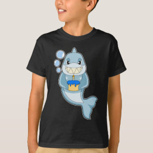 Shark Birthday Candle Cake T-shirt