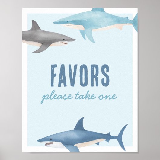 Shark Birthday Favors Sign Poster (Voorkant)