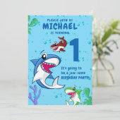 Shark Birthday First Bday Ocean Kinder Kaart (Staand voorkant)