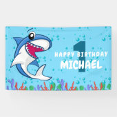 Shark Birthday First Bday Ocean Kinder Spandoek (Horizontaal)
