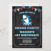 Shark Birthday Invitation Baby Shark Kaart (Voorkant)