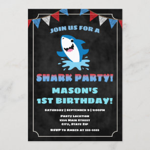 Shark Birthday Invitation Baby Shark Kaart