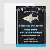 Shark Birthday Invitation Baby Shark Kaart (Voorkant / Achterkant)