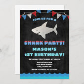 Shark Birthday Invitation Baby Shark Kaart (Voorkant / Achterkant)