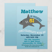 Shark Birthday Invitation Boy Aquarium Invite Kaart (Voorkant / Achterkant)