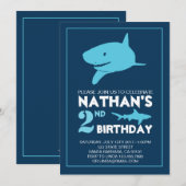 Shark Birthday Invitation for Boy Kaart (Voorkant / Achterkant)