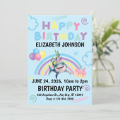 Shark Birthday Invitation in Blue Kaart (Staand voorkant)