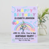Shark Birthday Invitation in Purple Kaart (Staand voorkant)