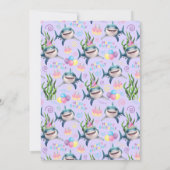 Shark Birthday Invitation in Purple Kaart (Achterkant)