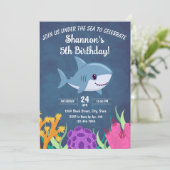 Shark Birthday Invitation Kaart (Staand voorkant)