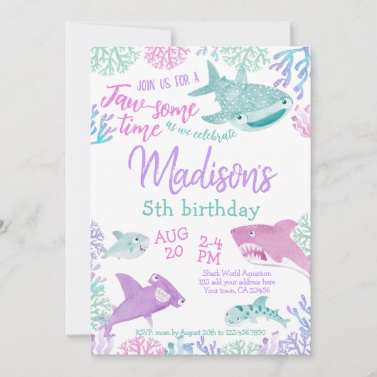 Shark Birthday Invitation Kaart (Voorkant)