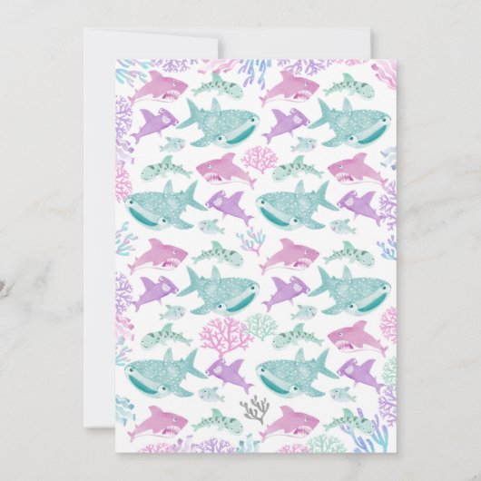 Shark Birthday Invitation Kaart (Achterkant)