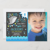 Shark Birthday Invitation Shark Pool Party Kaart (Voorkant)