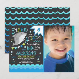 Shark Birthday Invitation Shark Pool Party Kaart