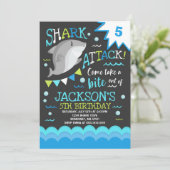 Shark Birthday Invitation Shark Pool Party Kaart (Staand voorkant)