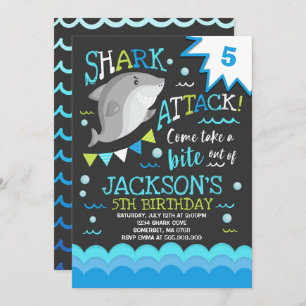 Shark Birthday Invitation Shark Pool Party Kaart