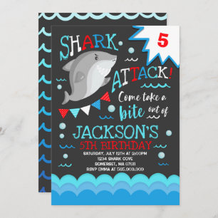 Shark Birthday Invitation Shark Pool Party Kaart