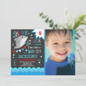 Shark Birthday Invitation Shark Pool Party Kaart (Staand voorkant)