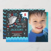Shark Birthday Invitation Shark Pool Party Kaart (Voorkant / Achterkant)