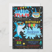 Shark Birthday Invitation Splish Splash Party Kaart (Voorkant)