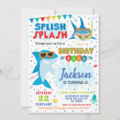 Shark Birthday Invite Splish Splash Birthday Bash Kaart (Voorkant)