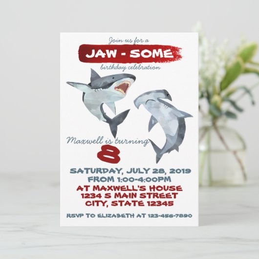 Shark Birthday Kaart (Staand voorkant)