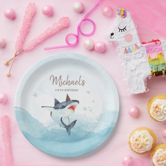 Shark Birthday Paper Bord (Feest)