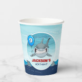 Shark Birthday Party Blauw Papieren beker (Achterkant)