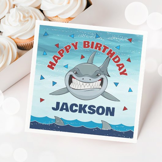 Shark Birthday Party Boys Papieren servet