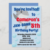 Shark Birthday Party Invitation for Boys Jaw-some Kaart (Voorkant / Achterkant)