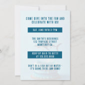 Shark Birthday Party Invitation - Ocean Waves Cake Kaart (Achterkant)