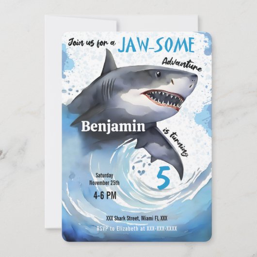 Shark Birthday Party Kaart (Voorkant)