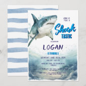 Shark Birthday Party Kaart (Voorkant / Achterkant)