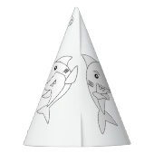 Shark Birthday Party - Kleur uw eigen Pet Feesthoedjes (Achterkant)