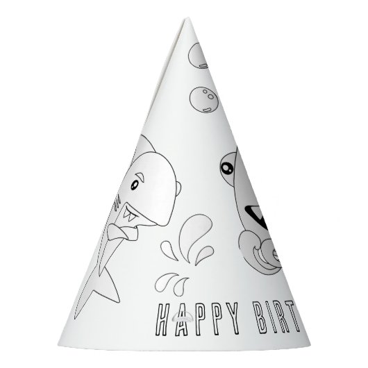 Shark Birthday Party - Kleur uw eigen Pet Feesthoedjes (Links)