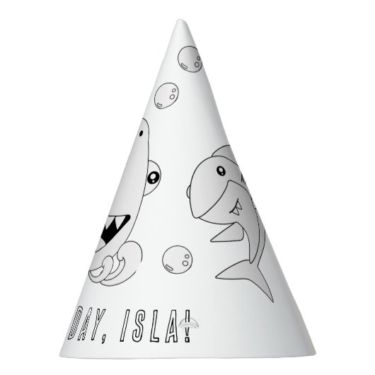 Shark Birthday Party - Kleur uw eigen Pet Feesthoedjes (Rechts)