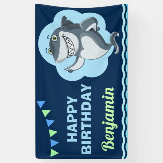 Shark Birthday Party Spandoek (Verticaal)