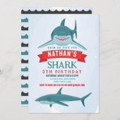 Shark Birthday Party Swimming Invitation Kaart (Voorkant / Achterkant)