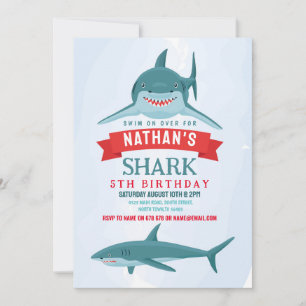 Shark Birthday Party Swimming Invitation Kaart