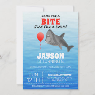 Shark Birthday Pool Party Kaart