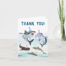 Shark Birthday Pool Party Personalized Thank You Kaart