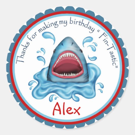 Shark BIrthday Stickers (Voorkant)