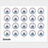 Shark BIrthday-stickers Ronde Sticker (Vel)