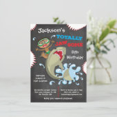 Shark Birthday Swimming Pool Party Invitations Kaart (Staand voorkant)