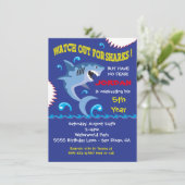 Shark Birthday Swimming Pool Party Invitations Kaart (Staand voorkant)